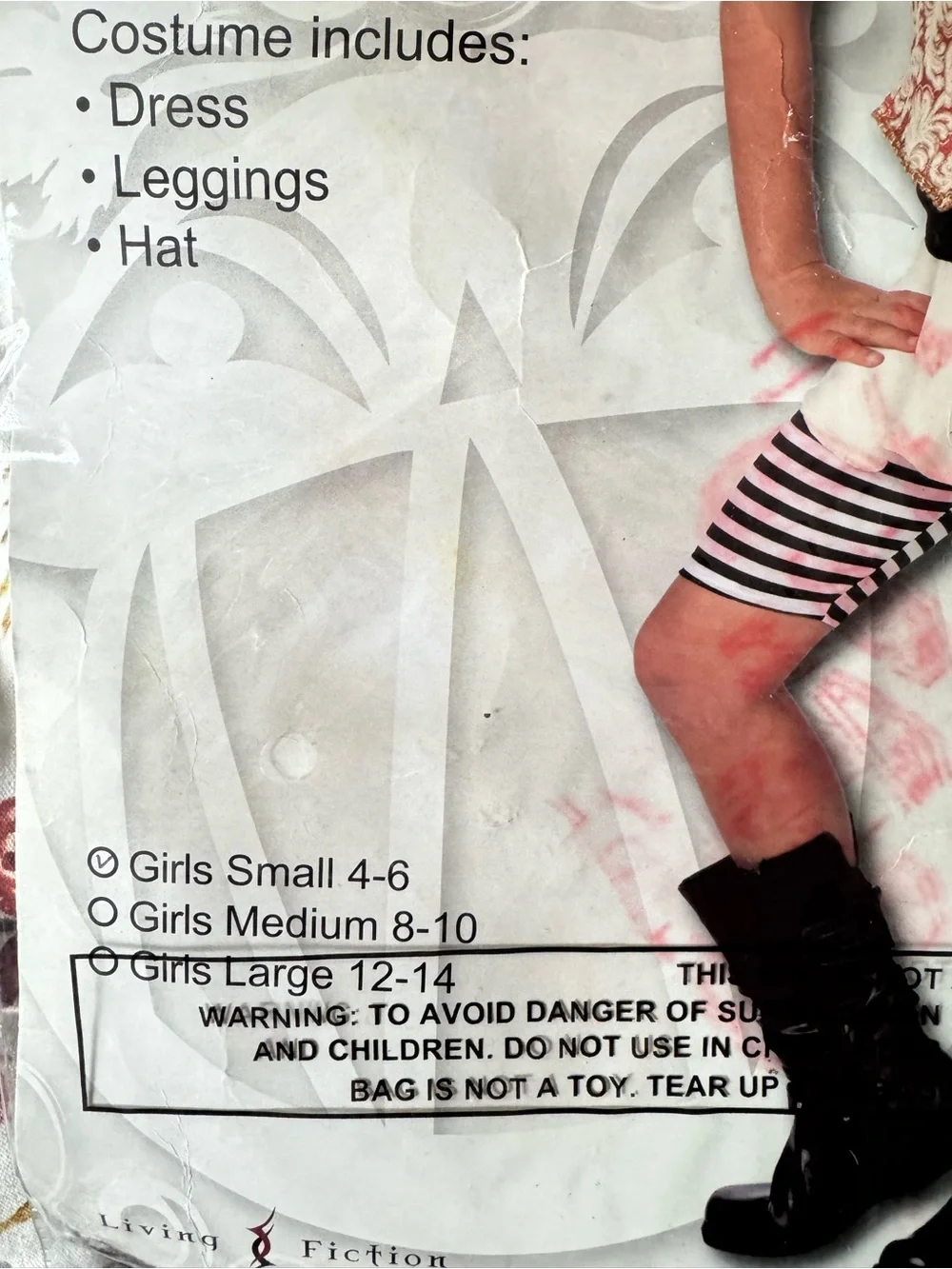 Size small Swashbuckler Girls Pirate Costume - White, Red, Black